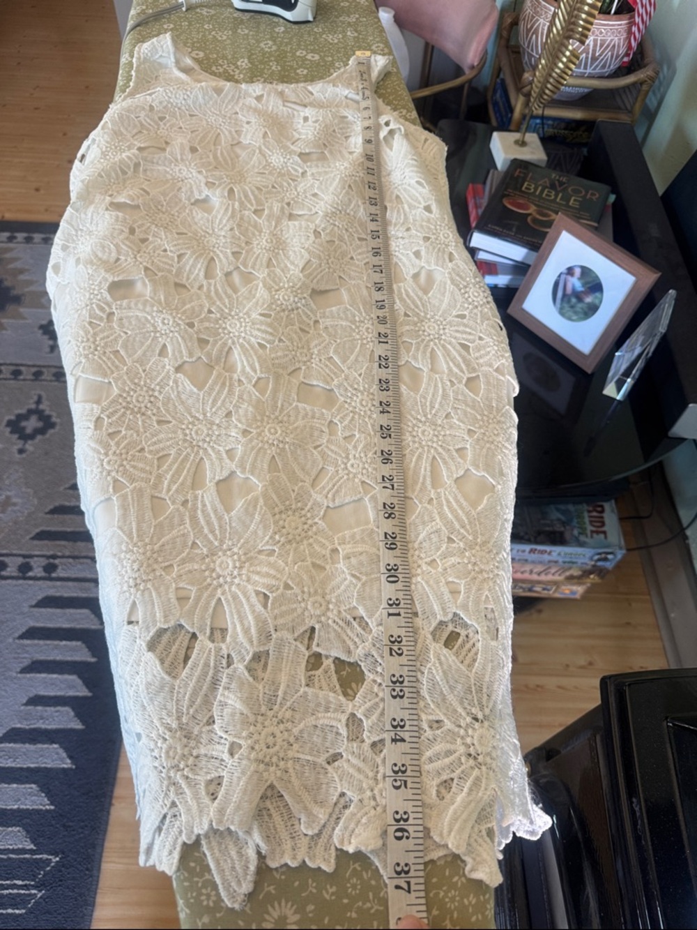 Japna White Mini Dress - Floral Lace Overlay, Size Large - Picture 3 of 6
